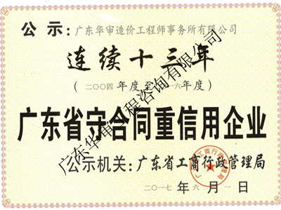 “守合同重信用企業(yè)”榮譽(yù)證書